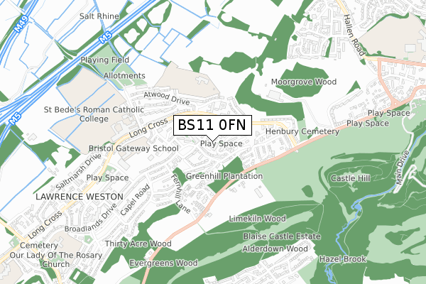 BS11 0FN map - small scale - OS Open Zoomstack (Ordnance Survey)