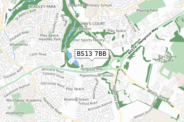 BS13 7BB map - small scale - OS Open Zoomstack (Ordnance Survey)