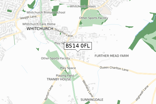 BS14 0FL map - small scale - OS Open Zoomstack (Ordnance Survey)