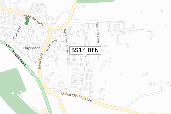 BS14 0FN map - large scale - OS Open Zoomstack (Ordnance Survey)