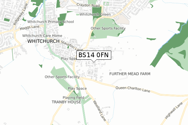 BS14 0FN map - small scale - OS Open Zoomstack (Ordnance Survey)