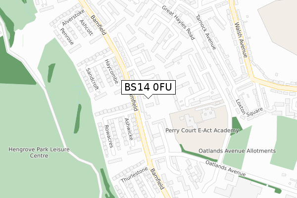 BS14 0FU map - large scale - OS Open Zoomstack (Ordnance Survey)