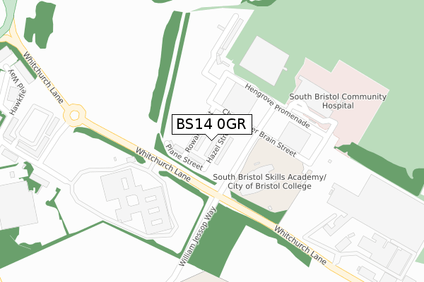 BS14 0GR map - large scale - OS Open Zoomstack (Ordnance Survey)