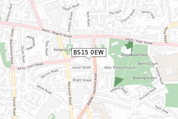 BS15 0EW map - large scale - OS Open Zoomstack (Ordnance Survey)