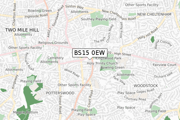 BS15 0EW map - small scale - OS Open Zoomstack (Ordnance Survey)