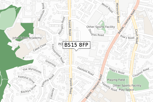 BS15 8FP map - large scale - OS Open Zoomstack (Ordnance Survey)