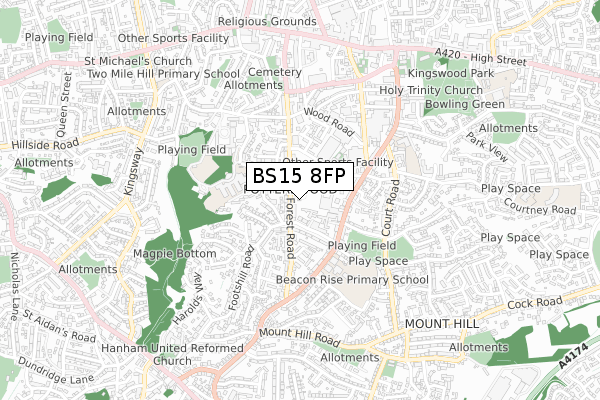 BS15 8FP map - small scale - OS Open Zoomstack (Ordnance Survey)