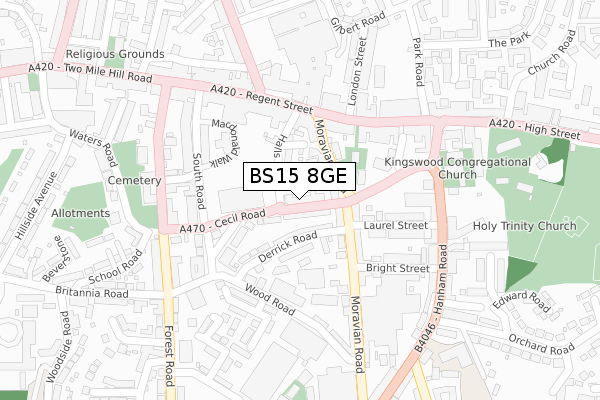 BS15 8GE map - large scale - OS Open Zoomstack (Ordnance Survey)