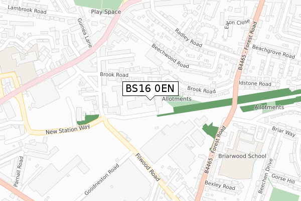 BS16 0EN map - large scale - OS Open Zoomstack (Ordnance Survey)