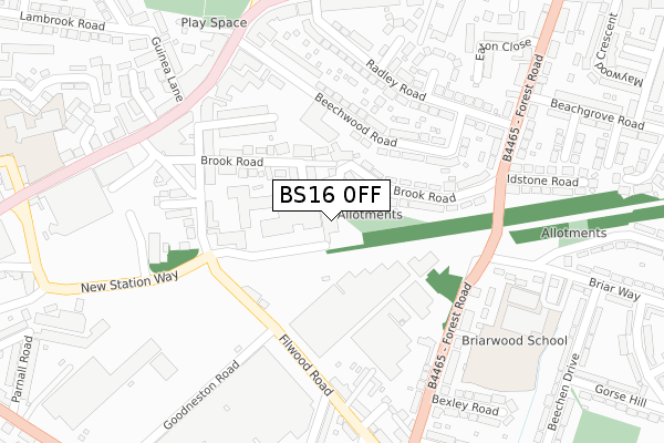 BS16 0FF map - large scale - OS Open Zoomstack (Ordnance Survey)