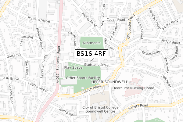 BS16 4RF map - large scale - OS Open Zoomstack (Ordnance Survey)