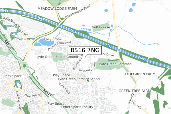 BS16 7NG map - small scale - OS Open Zoomstack (Ordnance Survey)