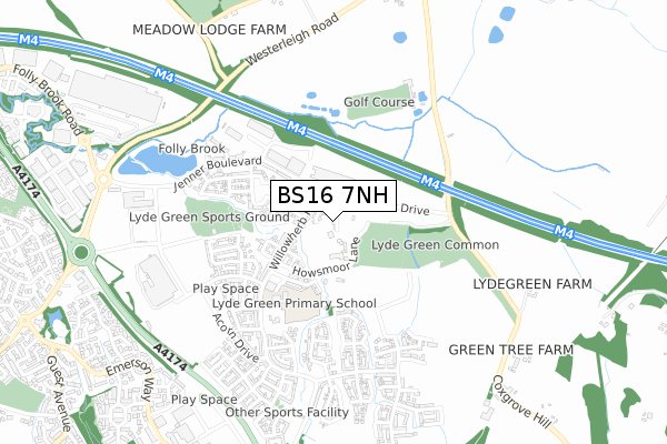 BS16 7NH map - small scale - OS Open Zoomstack (Ordnance Survey)