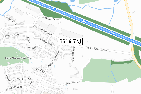 BS16 7NJ map - large scale - OS Open Zoomstack (Ordnance Survey)