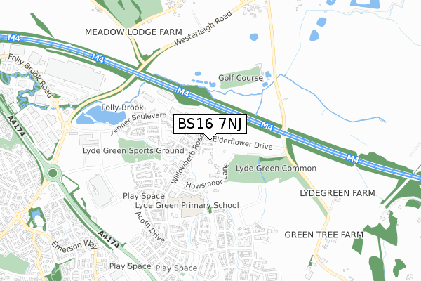 BS16 7NJ map - small scale - OS Open Zoomstack (Ordnance Survey)