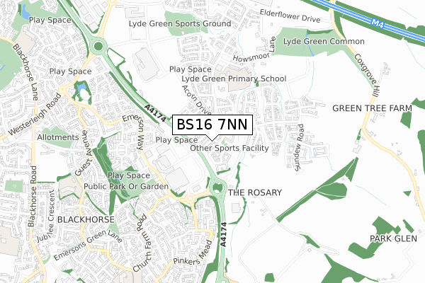 BS16 7NN map - small scale - OS Open Zoomstack (Ordnance Survey)