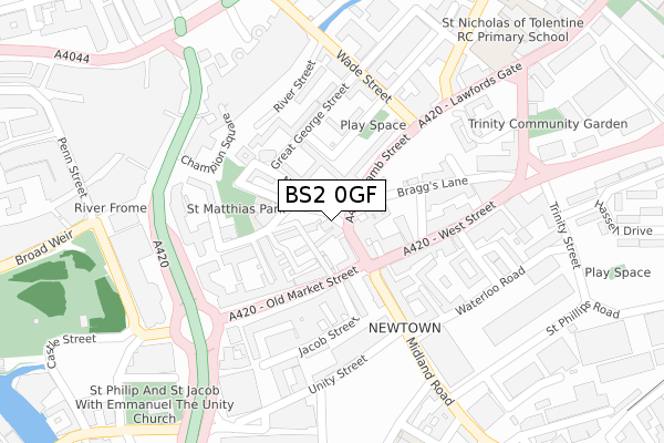 BS2 0GF map - large scale - OS Open Zoomstack (Ordnance Survey)