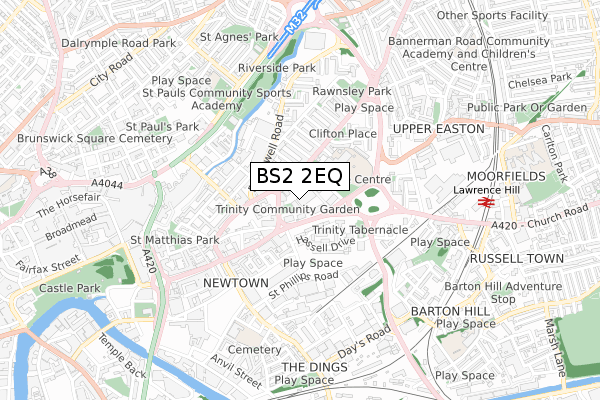 BS2 2EQ map - small scale - OS Open Zoomstack (Ordnance Survey)