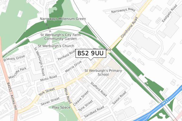 BS2 9UU map - large scale - OS Open Zoomstack (Ordnance Survey)