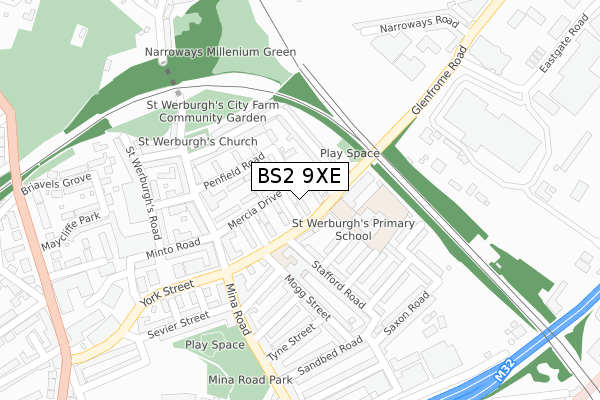 BS2 9XE map - large scale - OS Open Zoomstack (Ordnance Survey)