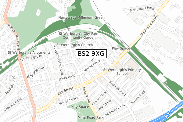 BS2 9XG map - large scale - OS Open Zoomstack (Ordnance Survey)