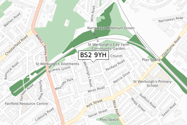 BS2 9YH map - large scale - OS Open Zoomstack (Ordnance Survey)