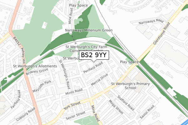 BS2 9YY map - large scale - OS Open Zoomstack (Ordnance Survey)