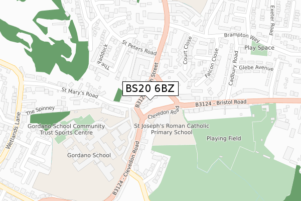 BS20 6BZ map - large scale - OS Open Zoomstack (Ordnance Survey)