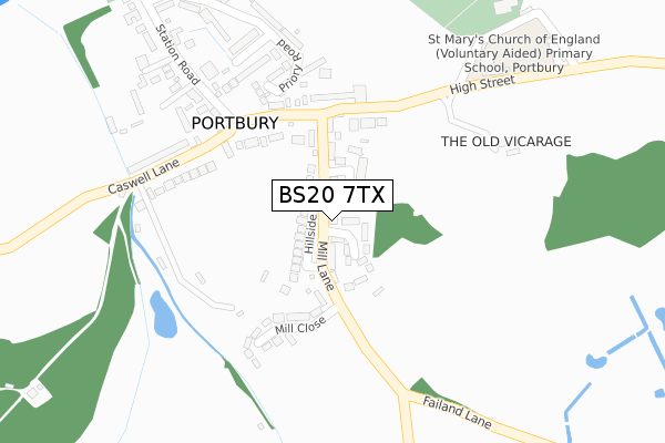 BS20 7TX map - large scale - OS Open Zoomstack (Ordnance Survey)