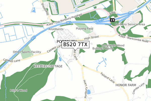 BS20 7TX map - small scale - OS Open Zoomstack (Ordnance Survey)