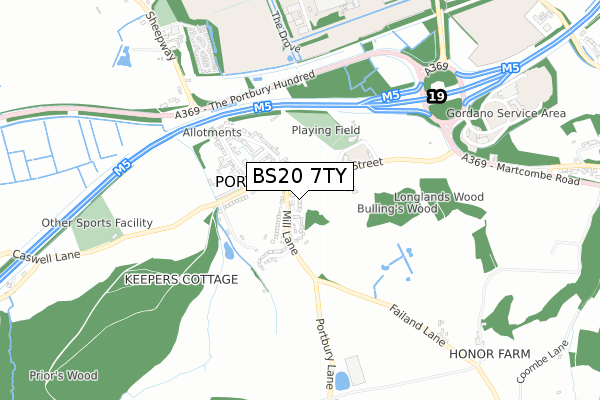 BS20 7TY map - small scale - OS Open Zoomstack (Ordnance Survey)