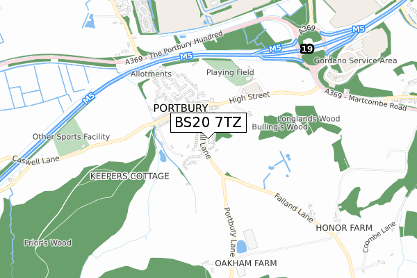 BS20 7TZ map - small scale - OS Open Zoomstack (Ordnance Survey)