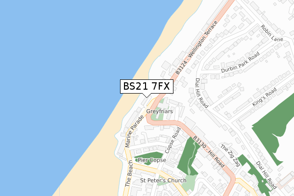 BS21 7FX map - large scale - OS Open Zoomstack (Ordnance Survey)