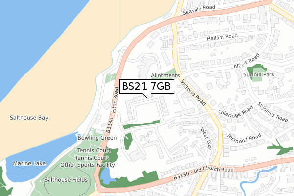 BS21 7GB map - large scale - OS Open Zoomstack (Ordnance Survey)