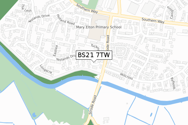 BS21 7TW map - large scale - OS Open Zoomstack (Ordnance Survey)