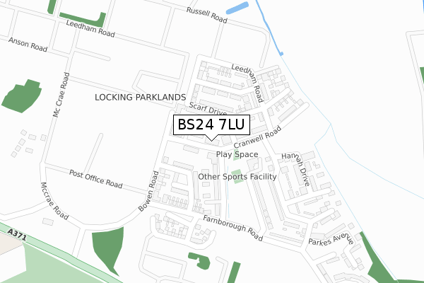 BS24 7LU map - large scale - OS Open Zoomstack (Ordnance Survey)