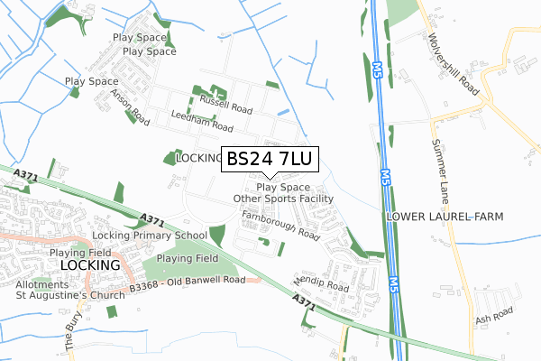 BS24 7LU map - small scale - OS Open Zoomstack (Ordnance Survey)