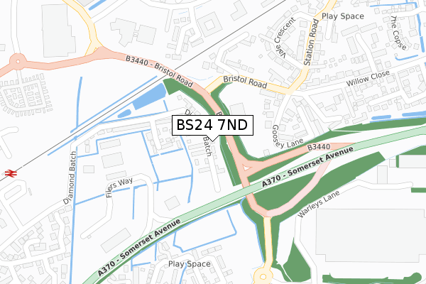 BS24 7ND map - large scale - OS Open Zoomstack (Ordnance Survey)