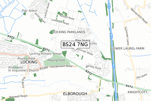 BS24 7NG map - small scale - OS Open Zoomstack (Ordnance Survey)