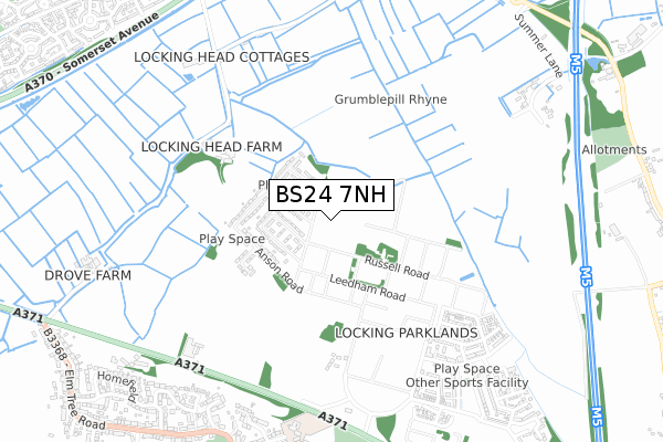 BS24 7NH map - small scale - OS Open Zoomstack (Ordnance Survey)