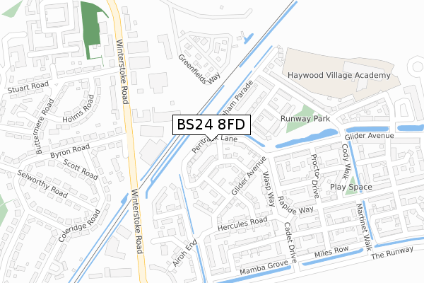 BS24 8FD map - large scale - OS Open Zoomstack (Ordnance Survey)