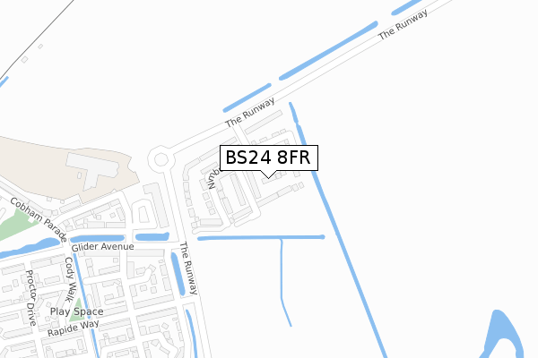 BS24 8FR map - large scale - OS Open Zoomstack (Ordnance Survey)