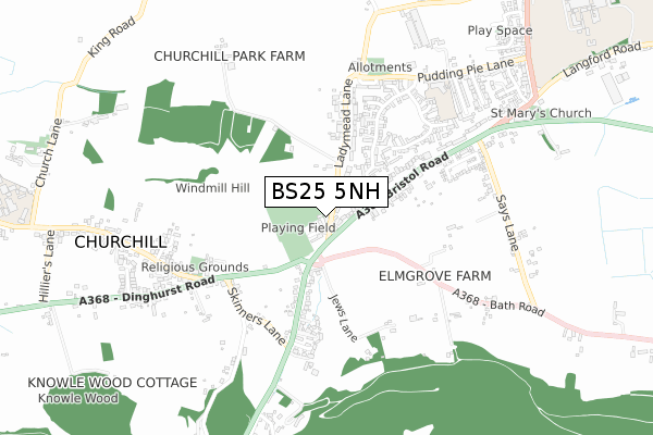 BS25 5NH map - small scale - OS Open Zoomstack (Ordnance Survey)