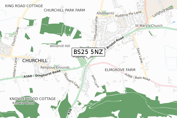 BS25 5NZ map - small scale - OS Open Zoomstack (Ordnance Survey)