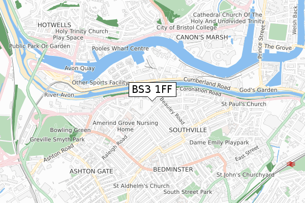 BS3 1FF map - small scale - OS Open Zoomstack (Ordnance Survey)