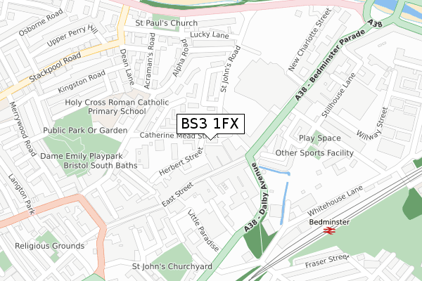 BS3 1FX map - large scale - OS Open Zoomstack (Ordnance Survey)