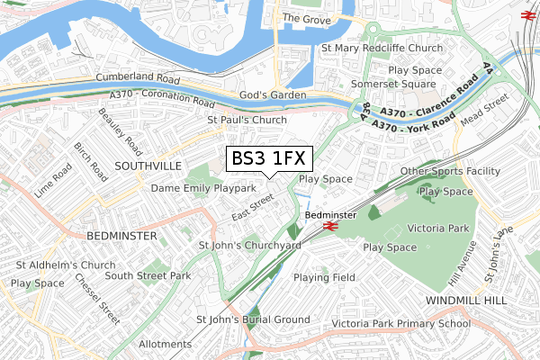 BS3 1FX map - small scale - OS Open Zoomstack (Ordnance Survey)