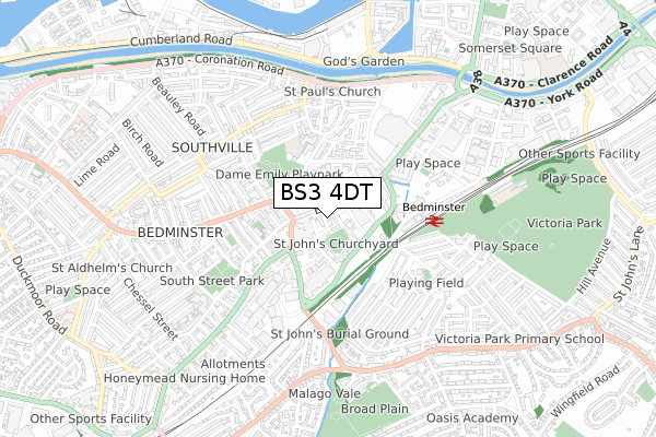 BS3 4DT map - small scale - OS Open Zoomstack (Ordnance Survey)