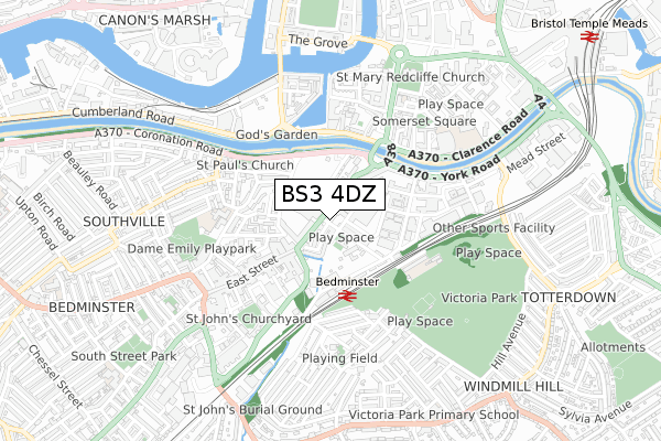 BS3 4DZ map - small scale - OS Open Zoomstack (Ordnance Survey)