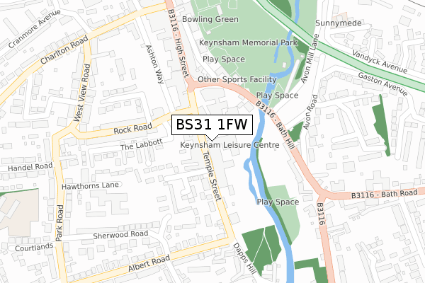 BS31 1FW map - large scale - OS Open Zoomstack (Ordnance Survey)